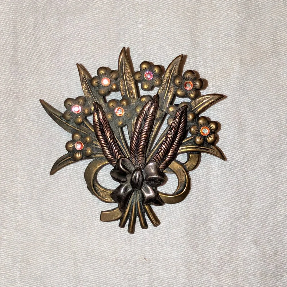 Vintage‎ Wheat Floral Spray Brooch